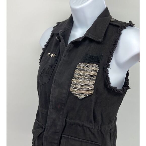 Miss Me Hidden Button Vest Womens Size Small - Picture 3 of 7